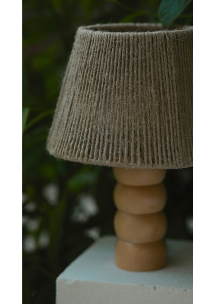 El Yapımı Doğal Ahşap Jüt Hasır Bohem Abajur - Ahşap Ayaklı Hasır Abajur (Kablolu) modelleri