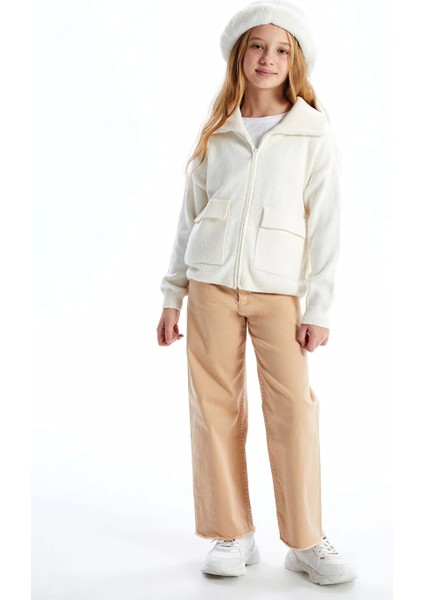 Lcw Kids Ekru Polo Yaka Kız Çocuk Triko Hırka fiyatları