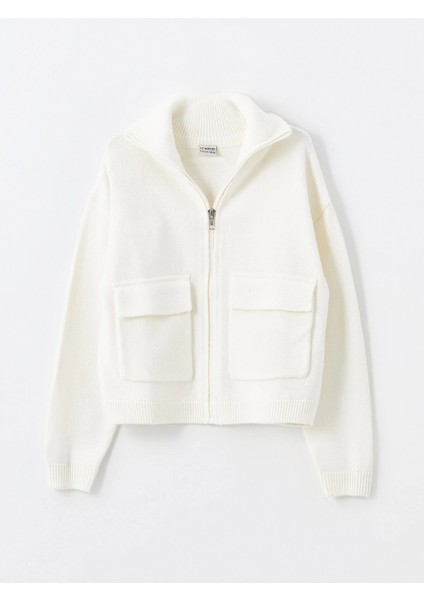 Lcw Kids Ekru Polo Yaka Kız Çocuk Triko Hırka modelleri