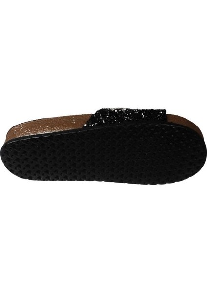 Yazkış Kadın Siyah Platin Üzeri Deniz Kabuğu Taşlı Simli Düz Taban Terlik fırsatları