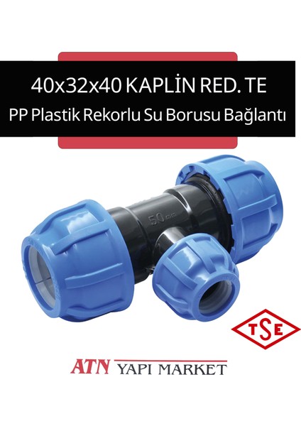 40X32X40 Kaplin Redüksiyonlu Pp Plastik Rekorlu Su Borusu Bağlantı T Parçası