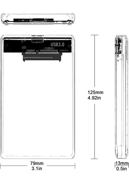 Yeni 2025 2.5” Hdd/ssd USB 3.0 To Sata Dönüştürücü Harici Şeffaf Taşınabilir Kolay Kurulum / 4 Tb'a Kadar Destekli