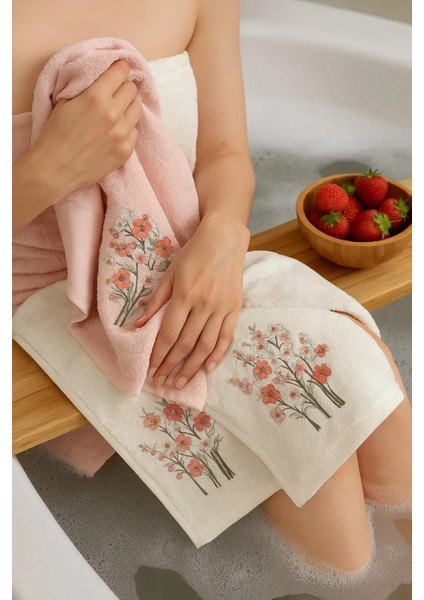 3D Nakışlı %100 Pamuklu 6 Parça Hamam Havlusu modelleri