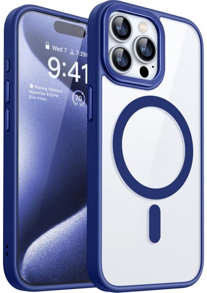 iPhone 15 Pro Max Uyumlu Kamera Çıkıntılı Şarj Destekli Kenarı Renkli Hassas Butonlu Magsafe Kılıf
