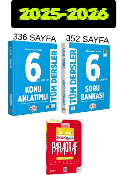 6. Sınıf Tüm Dersler Konu Anlatımı ve Soru Bankası Seti + Sınav Paragraf Soru Bankası 2026