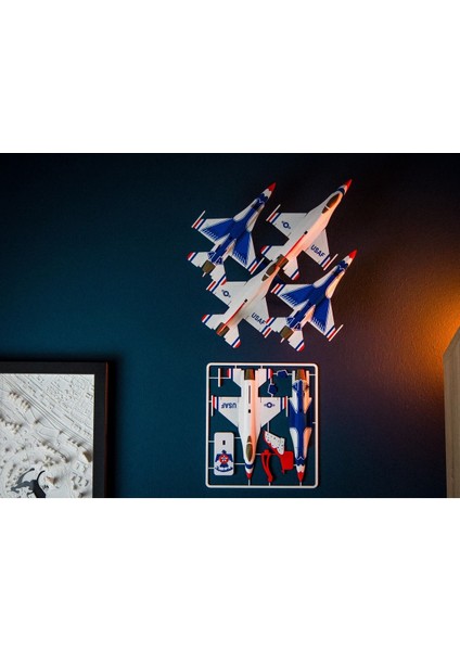 F-16 Uçak Kit Kart Maket (Beyaz(