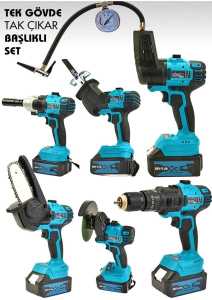 88V 5.ah Muhteşem 6'lı Set 999VF Taşlama Somun Sıkma Tilki Kuyruğu Dal Budama Akülü Vidalama Hava Pompası modelleri