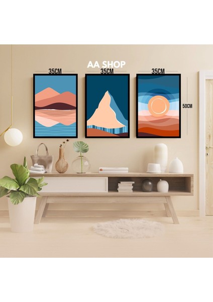 3 Parça Doğa Renkli Solmaz Kaliteli Baskı Çerçeve Görünümlü Mdf Tablo Set 29 modelleri