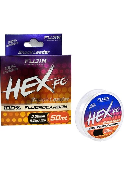 Hex Fc 50MT 0.36MM Fluorocarbon Leader Misina