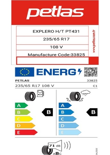 235/65 R17 Tl 108V Reınf. Explero H/t PT431 Suv Oto Yaz Lastiği (Üretim Yılı:2025) fiyatları