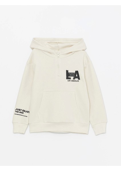 Lcw Kids Bej Kapüşonlu Erkek Çocuk Kalın Sweatshirt