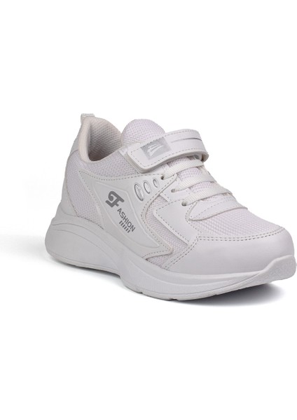Unisex Çocuk Beyaz Cırtlı Bağcıklı Sneaker Günlük Rahat Spor Ayakkabı modelleri