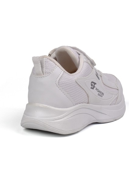 Unisex Çocuk Beyaz Cırtlı Bağcıklı Sneaker Günlük Rahat Spor Ayakkabı indirimleri
