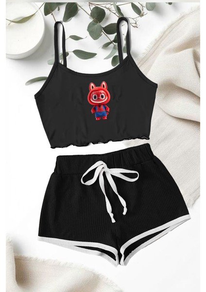 Labubu Spiderman Şort Takım