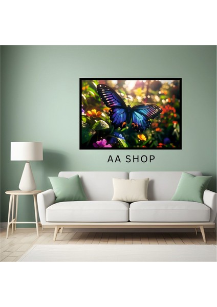 Kelebek Doğa Manzara Büyük Boy Renkli Solmaz Kaliteli Baskı Çerçeve Görünümlü Mdf Tablo 70X50CM 21 fiyatları