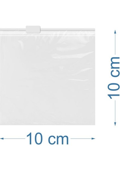 10X10CM Baskısız Şeffaf Buzlu Fermuarlı Poşet