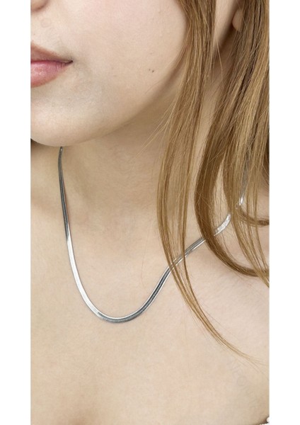 Italyan Zinciri, Paslanmaz Çelik Kolye 26, Gümüş Renk, Kısa 46cm