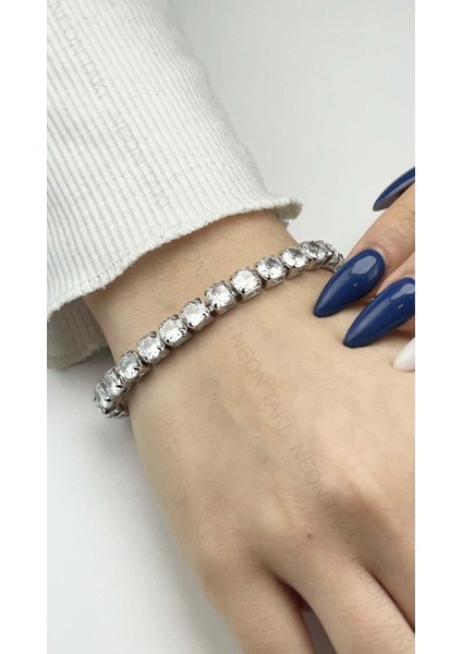 Su Yolu, Zirkon Taşlı, Zincir Bileklik 38, Gümüş Renk