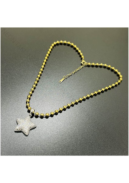 Yıldızlı, Top Zincir Paslanmaz Çelik Kolye 221 Zincir Altın-yıldız Gümüş Renk modelleri
