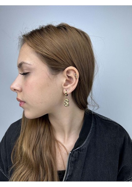 S Harfi, Balon Formlu, Paslanmaz Çelik Küpe 313, Altın Renk fiyatları