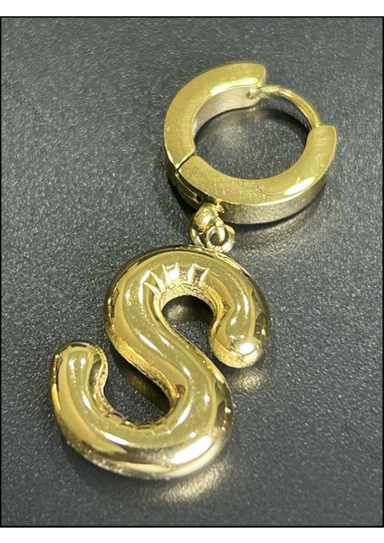 S Harfi, Balon Formlu, Paslanmaz Çelik Küpe 313, Altın Renk fırsatları