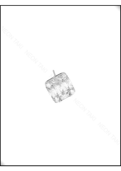 Zirkon Taşlı, Baget Model, Paslanmaz Çelik Küpe 66, Gümüş Renk modelleri