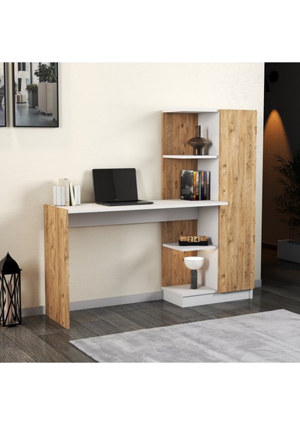 Venüs Çalışma Masası Raflı Kapaklı Çam Beyaz - CLM0503