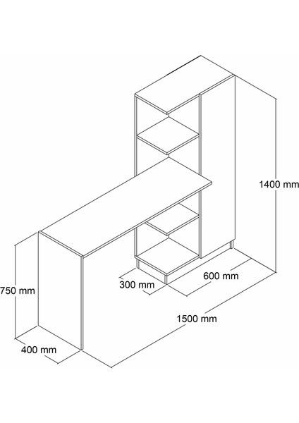 Venüs Çalışma Masası Raflı Kapaklı Çam Beyaz - CLM0503 fırsatları