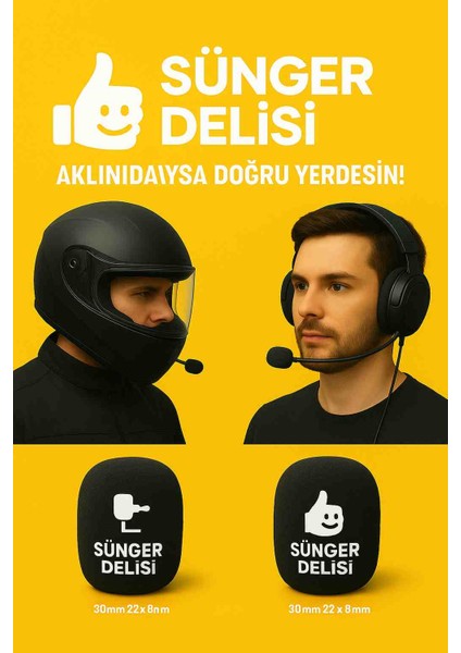 2 Adet Motorcu & Oyuncu Yaka Mikrofon Süngeri – Gürültü Azaltıcı, Hijyenik Paketleme