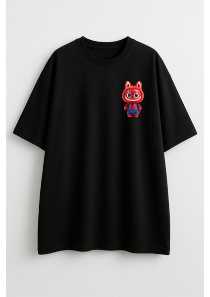 Labubu Spiderman Baskılı Oversize T-Shirt
