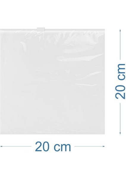 20X20CM Baskısız Şeffaf Buzlu Fermuarlı Poşet