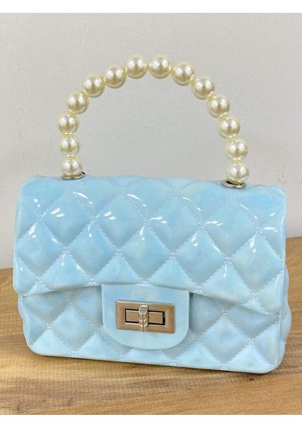 J32206 Renk: Mavi Jöle Silikon Çanta El ve Omuz Çapraz Askılı Kadın Çanta