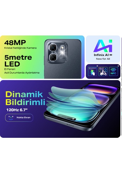 Infinix Hot 50I 128 6gb Dreamy Purple Mor Cep Telefonu modelleri