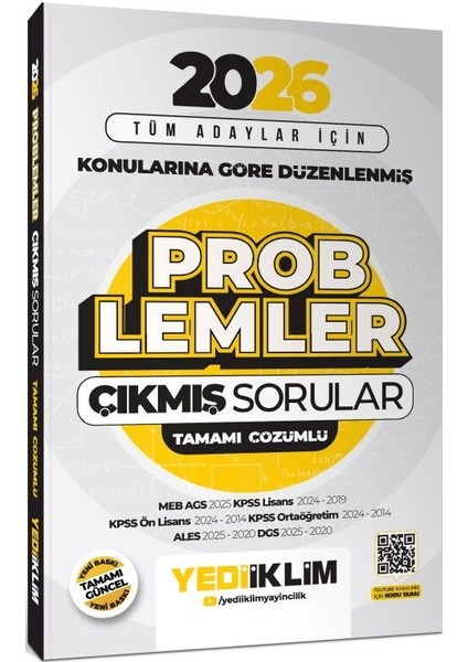Yediiklim 2026 Tüm Adaylar Için Problemler Konularına Göre Düzenlenmiş Tamamı Çözümlü Çıkmış Sorular