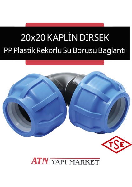 20x20 Kaplin Dirsek PP Plastik Rekorlu Su Borusu Bağlantı