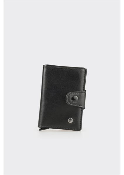 Siyah Deri Erkek Kartlık