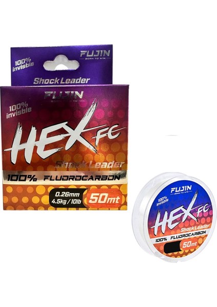 Hex Fc 50MT 0.26MM Fluorocarbon Leader Misina