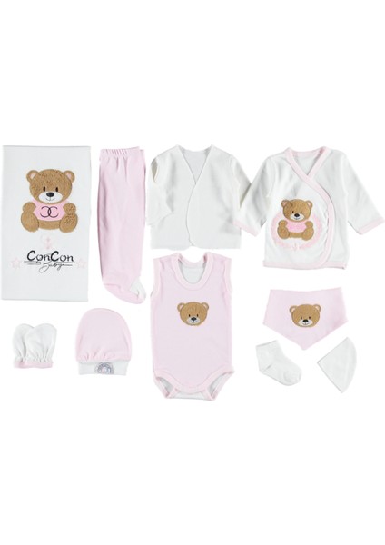 Ayıcık Nakışlı 10'lu Zıbın Seti Hastaneçıkışı 0-3 Aypamuklu Kaliteli Set.