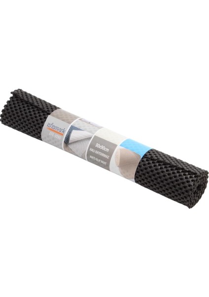 Mark Anti - Slip Mat 30 x 90 cm 2 Adet Örme Desen Halı Kaydırmaz, Siyah (2 Adet)