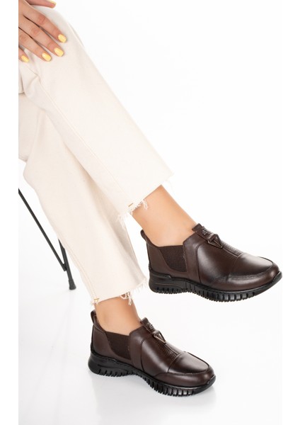 1453-1 Günlük Kadın - Tam Ortopedik - Hakiki Deri - Yarım Bot ve Ayakkabı