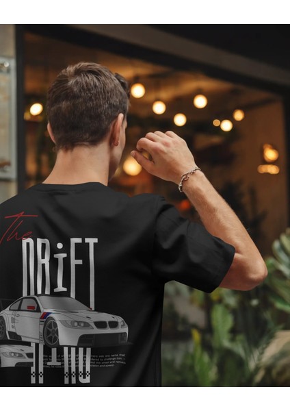Dirift Araba Baskılı Oversize Tshirt- Unısex %100 Pamuk Tişört - Kadın Erkek Battal Boy Baskılı Tshirt- Caglisa