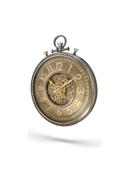 Mark Premium Serisi Antik Eskitme Kadranlı Döner Çarklı 60 Santimetre Köstekli Ev ve Ofis Duvar Saati, Latin Rakamlı, Antrasit modelleri