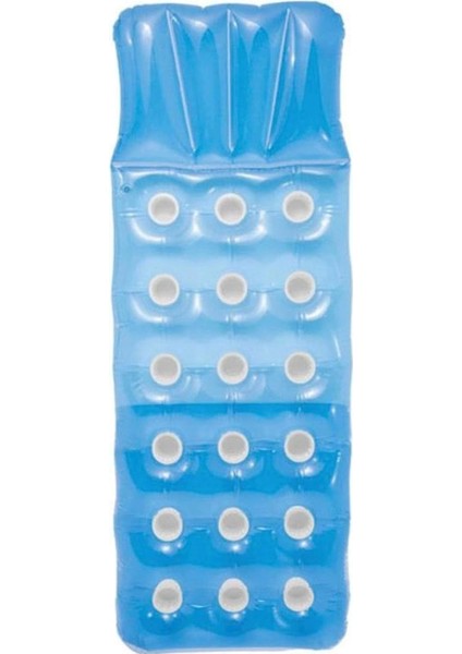 59892 Düz Renkli Bardaklı Yatak 188 Cm, Su Sporları, Plaj Malzemesi, Şişme Ürün, Yüzme Aksesuarı, Kamp, Dalış, Güvenlik