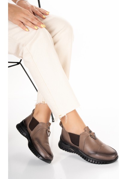 1453-1 Günlük Kadın - Tam Ortopedik - Hakiki Deri - Yarım Bot ve Ayakkabı