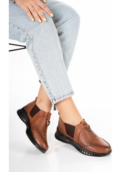 1453-1 Günlük Kadın - Tam Ortopedik - Hakiki Deri - Yarım Bot ve Ayakkabı