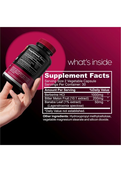 Berberine 1000 mg 60 Capsul Potent Botanical For Weight Management with Bitter Melon and Banaba Leaf fırsatları