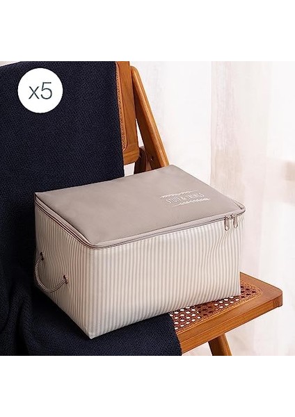 Home Textile 5'li Küçük Boy Gri Çizgili Stuff & Things Hurç Set 30 x 22 x 18 cm fiyatları