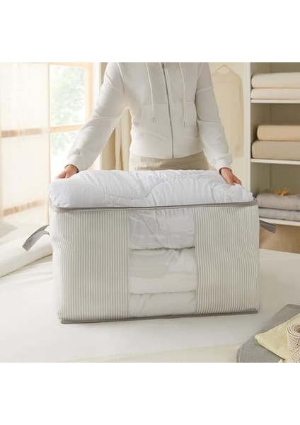 Home Textile Büyük Boy Pvc Pencereli Gri Çizgili Stuff & Things Hurç 60 x 43 x 35 cm modelleri