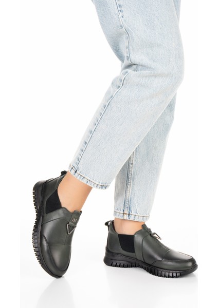 1453-1 Günlük Kadın - Tam Ortopedik - Hakiki Deri - Yarım Bot ve Ayakkabı