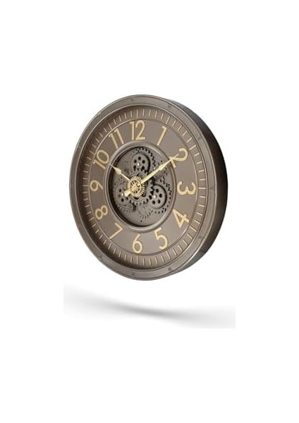 Mark Premium Serisi Antik Eskitme Kadranlı Döner Çarklı 60 Santimetre Ev ve Ofis Duvar Saati, Latin Rakamlı, Bronz fiyatları